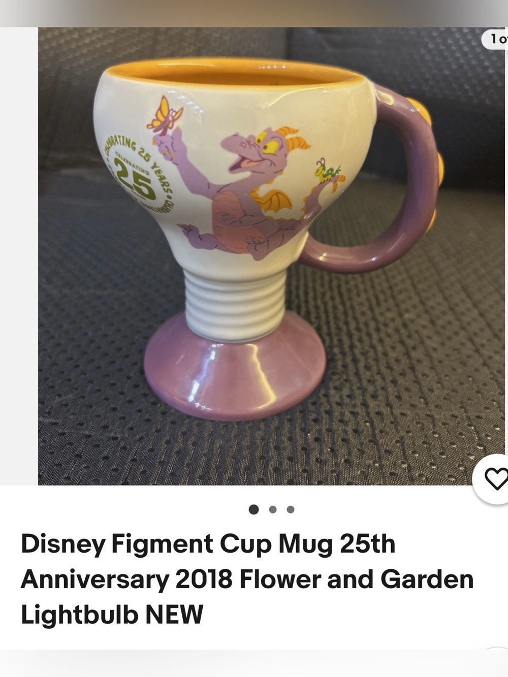 #3114*Disney Figment Pedestal Mug in Purple and Yellow